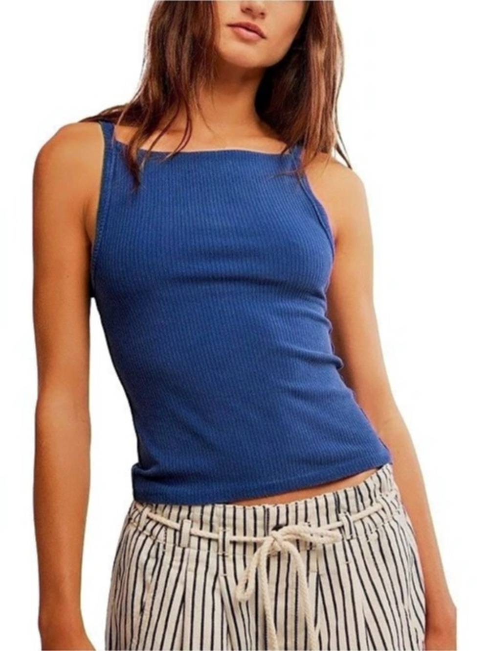 Free People Square Neck Tank Blue Size S